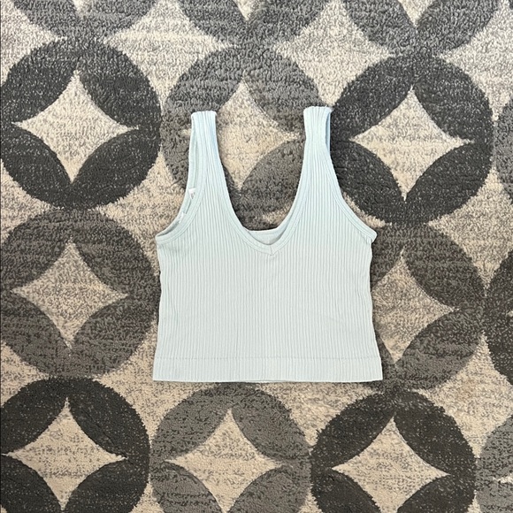 Blue Ribbed Knit Tank Top, Small - Picture 1 of 4